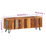 TV Cabinet 110x30x40 cm Solid Wood Reclaimed - Rear View