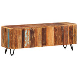 TV Cabinet 110x30x40 cm Solid Wood Reclaimed - Close-Up Angle