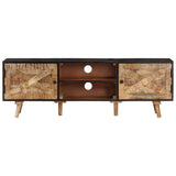 TV Cabinet 140x30x46 cm Rough Mango Wood and Solid Wood Acacia - Front View