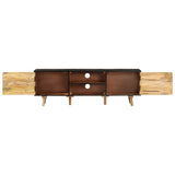 TV Cabinet 140x30x46 cm Rough Mango Wood and Solid Wood Acacia - Side View