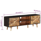 TV Cabinet 140x30x46 cm Rough Mango Wood and Solid Wood Acacia - Extra Image