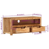 TV Cabinet 88x35x40 cm Solid Wood Acacia - Low Angle