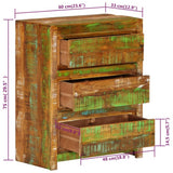 Drawer Cabinet Multicolour 60x33x75 cm Solid Wood Reclaimed - Close-Up Angle