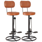 Bar Stools 2 pcs Black and Brown Real Goat Leather