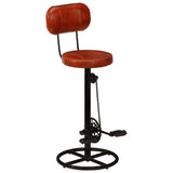 Bar Stools 2 pcs Black and Brown Real Goat Leather - Front View