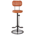 Bar Stools 2 pcs Black and Brown Real Goat Leather