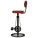 Bar Stools 2 pcs Black and Brown Real Goat Leather