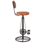 Bar Stools 2 pcs Black and Brown Real Goat Leather