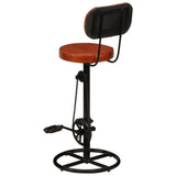 Bar Stools 2 pcs Black and Brown Real Goat Leather - 45-Degree Angle