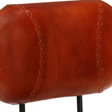 Bar Stools 2 pcs Black and Brown Real Goat Leather - Rear View