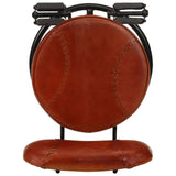 Bar Stools 2 pcs Black and Brown Real Goat Leather - Low Angle