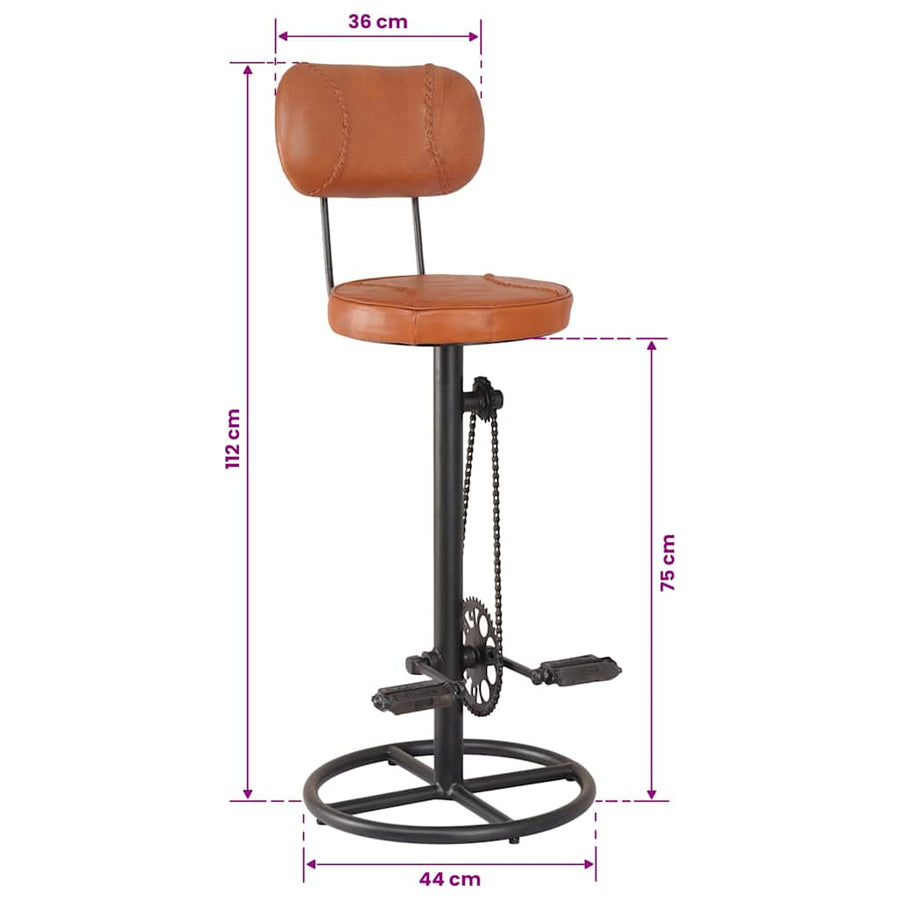Bar Stools 2 pcs Black and Brown Real Goat Leather