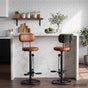Bar Stools 2 pcs Black and Brown Real Goat Leather