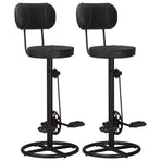 Bar Stools 2 pcs Black Real Goat Leather