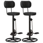 Bar Stools 2 pcs Black Real Goat Leather