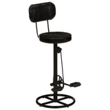 Bar Stools 2 pcs Black Real Goat Leather
