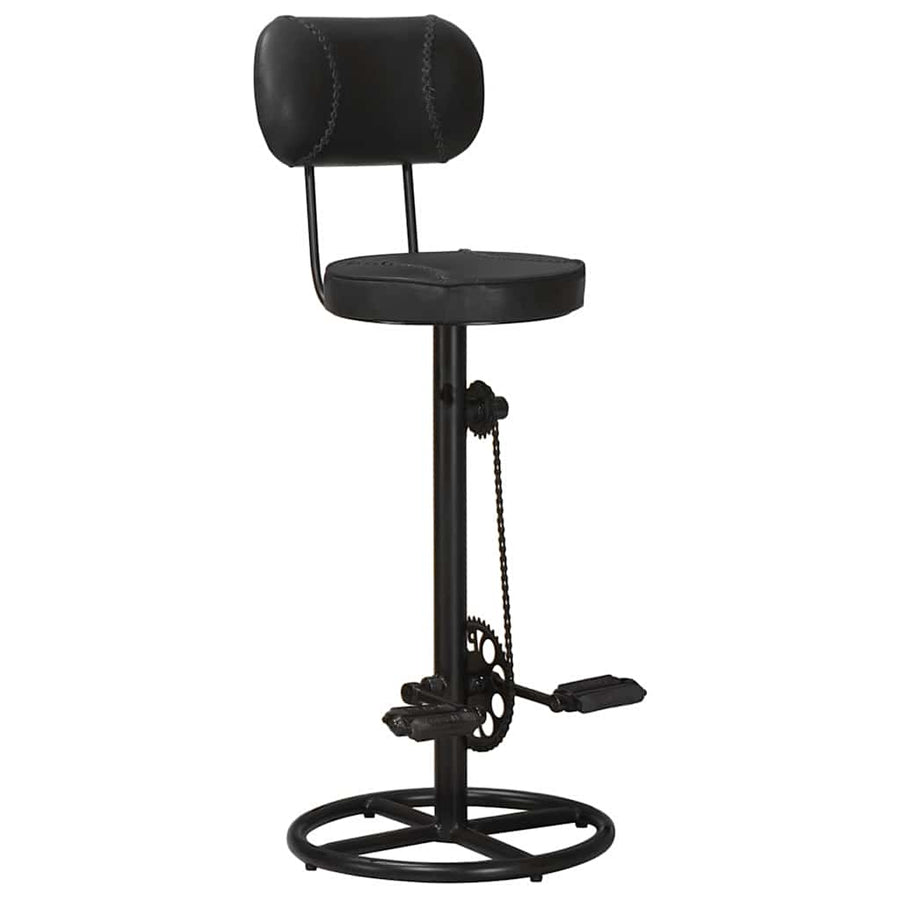 Bar Stools 2 pcs Black Real Goat Leather