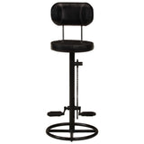 Bar Stools 2 pcs Black Real Goat Leather - Side View