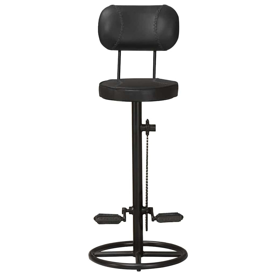 Bar Stools 2 pcs Black Real Goat Leather
