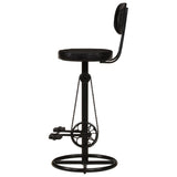 Bar Stools 2 pcs Black Real Goat Leather - Top-Down View