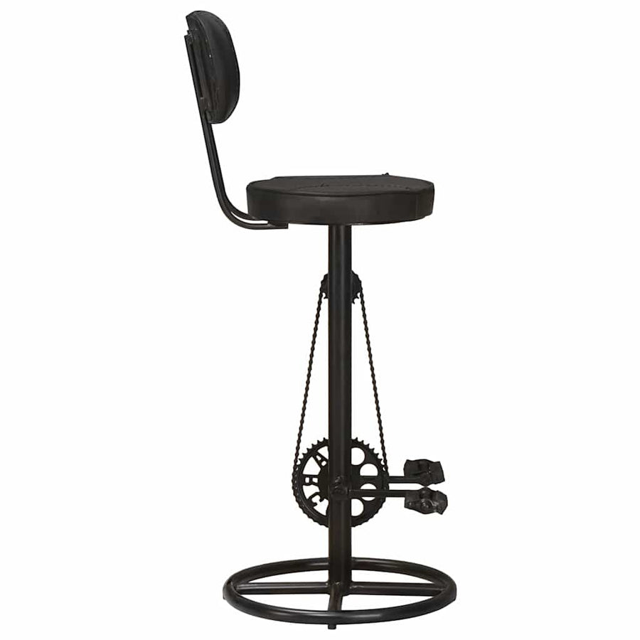 Bar Stools 2 pcs Black Real Goat Leather