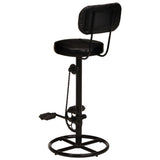 Bar Stools 2 pcs Black Real Goat Leather - 45-Degree Angle
