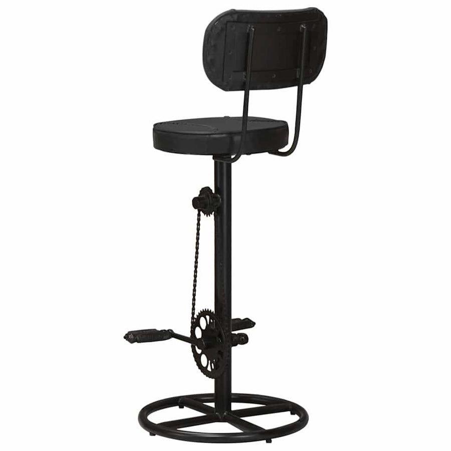 Bar Stools 2 pcs Black Real Goat Leather