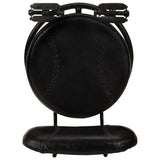 Bar Stools 2 pcs Black Real Goat Leather - Low Angle