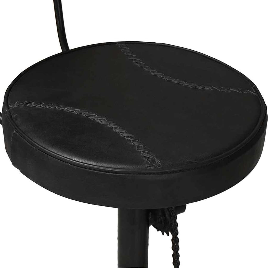 Bar Stools 2 pcs Black Real Goat Leather