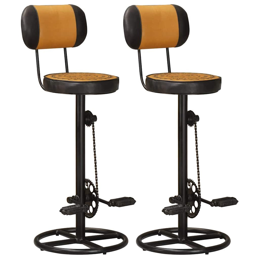 Bar Stools with Canvas Print 2 pcs Brown and Black