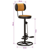 Bar Stools with Canvas Print 2 pcs Brown and Black Real Goat Leather