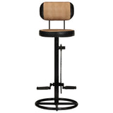 Bar Stools with Canvas Print 2 pcs Brown and Black Real Goat Leather