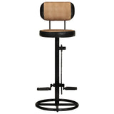 Bar Stools with Canvas Print 2 pcs Brown and Black Real Goat Leather - Side View