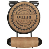 Bar Stools with Canvas Print 2 pcs Brown and Black Real Goat Leather - Low Angle