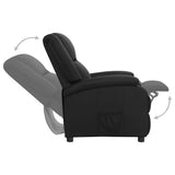 Recliner Chair Black Real Leather - Side View