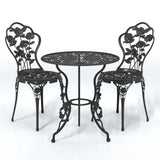 3 Piece Bistro Set Cast Aluminium Black - Front View
