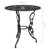 3 Piece Bistro Set Cast Aluminium Black - Low Angle