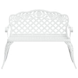 Garden Bench 108 cm Cast Aluminium White - Side View