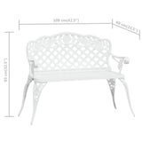 Garden Bench 108 cm Cast Aluminium White - Close-Up Angle
