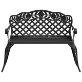 Garden Bench 108 cm Cast Aluminium Black - Side View