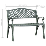 Garden Bench 102 cm Cast Aluminium Green - Close-Up Angle