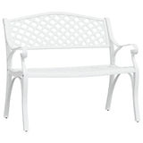 Garden Bench 102 cm Cast Aluminium White - Front View