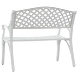 Garden Bench 102 cm Cast Aluminium White - 45-Degree Angle
