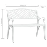 Garden Bench 102 cm Cast Aluminium White - Close-Up Angle