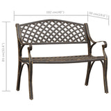 Garden Bench 102 cm Cast Aluminium Bronze - Close-Up Angle