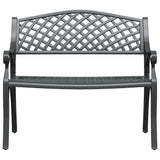 Garden Bench 102 cm Cast Aluminium Black - Side View