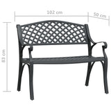 Garden Bench 102 cm Cast Aluminium Black - Close-Up Angle