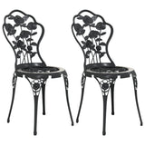 Bistro Chairs 2 pcs Cast Aluminium Black - Front View