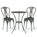3 Piece Bistro Set Cast Aluminium Green - Front View