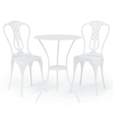 3 Piece Bistro Set Cast Aluminium White - Front View